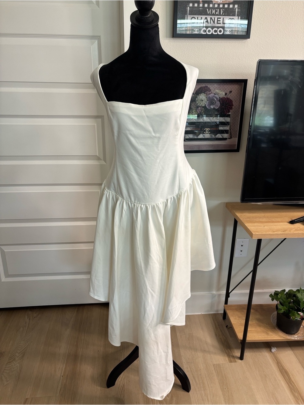 Fashion Nova White One-Shoulder Asymmetric Midi Dress